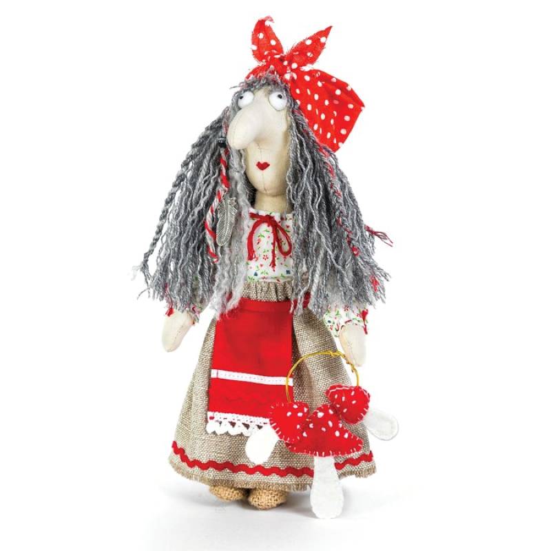 Набор для изготовления игрушки из льна и хлопка с волосами из пряжи 'Баба Яга', 21 см