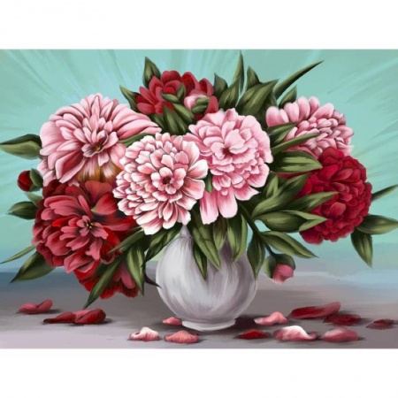 Фантастика, фэнтези, книга Алмазная вышивка на раме 30x40 с полным заполнением «Пионы»