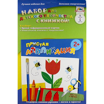 Простая аппликация. Цветы (книга + картон)