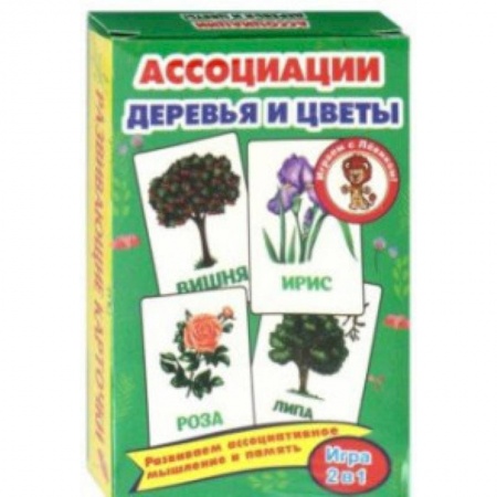 Познавательная литература, книга Ассоциации. Деревья и цветы. Развивающие карточки