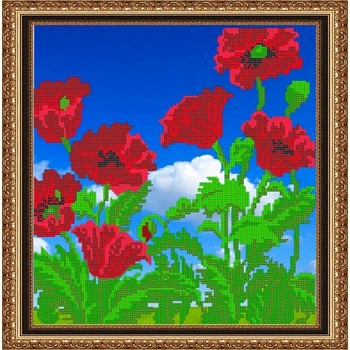 «Светлица» набор для вышивания бисером №029 «Маки» бисер Чехия 32,9x33,2 см