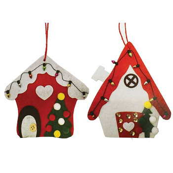 Набор для творчества - создай ёлочное украшение «Новогодние домики», набор 2 шт.