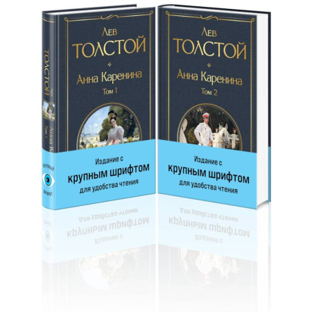 Классика, современная литература, книга Анна Каренина (комплект из 2 книг с крупным шрифтом)