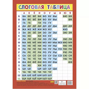 Слоговая таблица (большой формат)