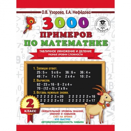 Школьникам и абитуриентам, книга 3000 примеров по математике. Табличное умножение и деление. Разные уровни сложности. 2 класс