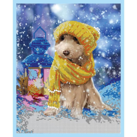 ВЛ-058 'Пёсик' 24x30см набор на атласе для вышивания чешским бисером 'Вышивочка' в коробке