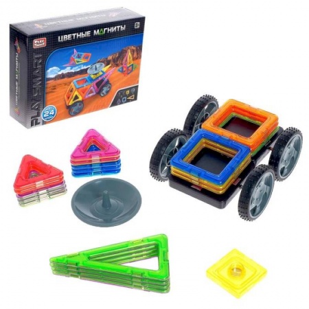 Развлечения. Праздники. Юмор, книга Конструктор магнитный «Цветные магниты», 24 детали