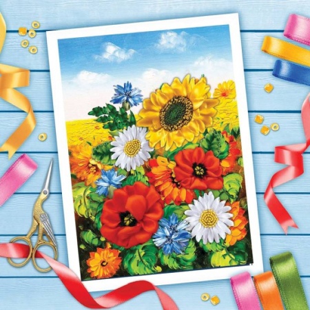 Классика, современная литература, книга Вышивка лентами 'Поле в цвету', 25x35 см