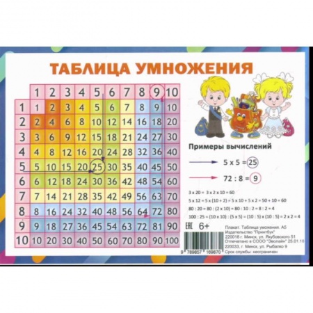 Книги, книга Таблица умножения