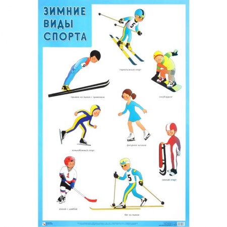 Книги для дошкольников (4-6 лет), книга Зимние виды спорта. Плакат