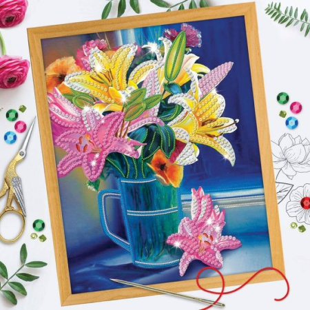Вышивка бисером и пайетками 'Лилии', 28 x 35 см