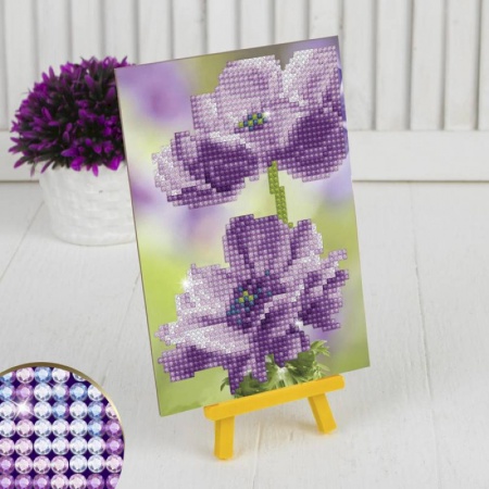 Христианство, книга Алмазная вышивка стразами с частичным заполнением на подставке «Цветы» + холст 13 х 19 см. Набор для творчества