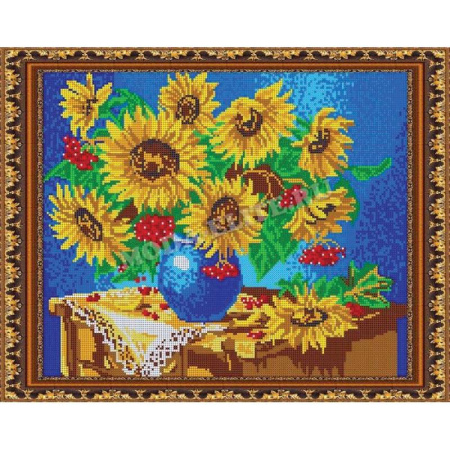 «Светлица» набор для вышивания бисером №583П «Подсолнухи» бисер Чехия 38x30см