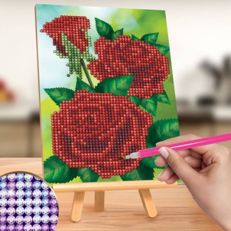 Христианство, книга Алмазная вышивка на подставке «Розы», 13 х 19 см. Набор для творчества