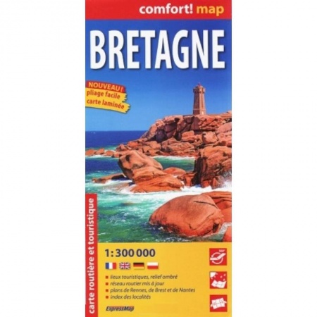 Книги, книга Бретань. Ламинированная карта. Bretagne 1:300 000