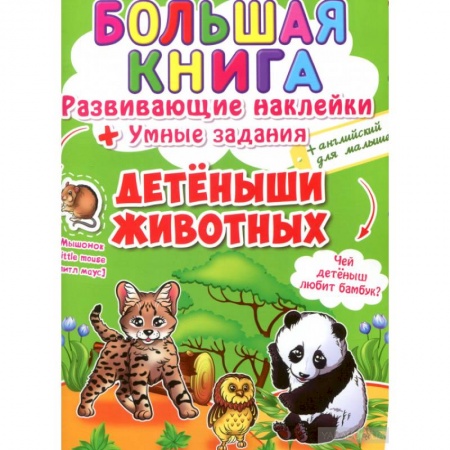 Досуг, творчество и кулинария, книга Большая книга. Развивающие наклейки. Умные задания. Детеныши животных. + английский для малышей.