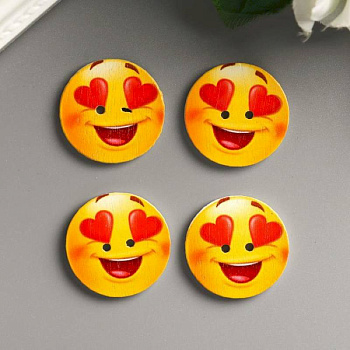 Пуговица декоративная дерево 'Смайл влюблённый' ,20 шт