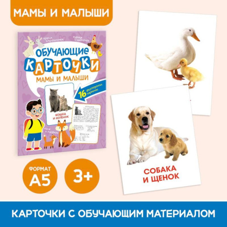Книги для дошкольников (4-6 лет), книга Мамы и малыши.16 двусторонних карточек